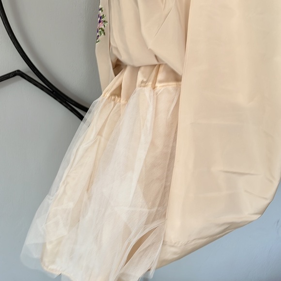 Vintage NWT Victor Costa Cream Maxi Skirt with Purple Hydrangea Embroidery - Picture 7 of 8